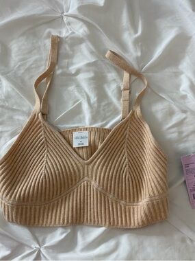 Target Ribbed Knit Bralette in Camel